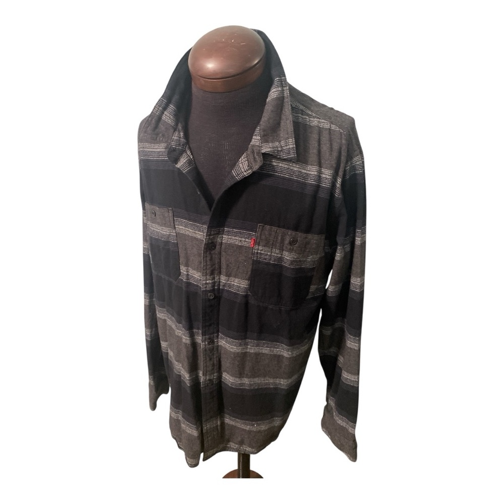 Levi’s Gray Black Flannel Shirt Relaxed Fit Button Down Warm Workwear Men’s XL